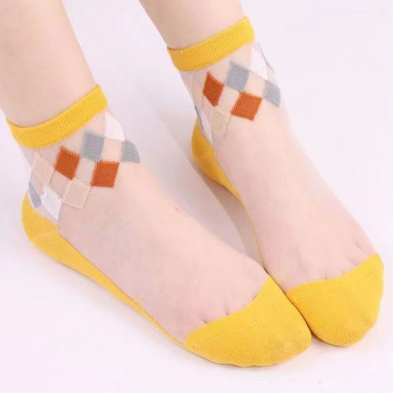 Letní tenké skleněné zásoby dětské sexy bavlněné spodní ponožky