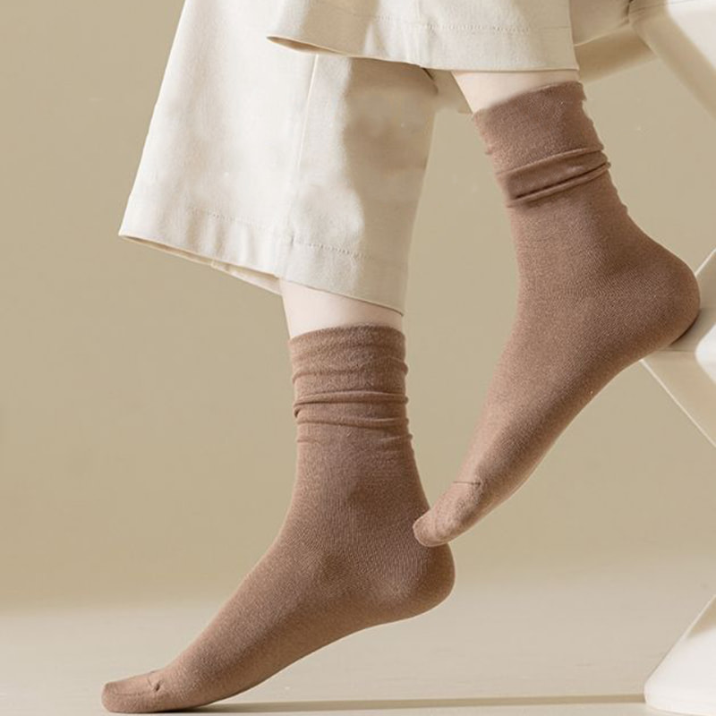 Plná barva podzimní/zimní retro styl Pile ponožky bílé ponožky Plná barva podzimní/zimní retro styl Pile ponožky bílé ponožky