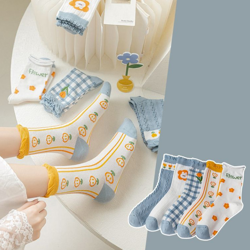 Ponožky střední trubice pro děti, trend japonských kreslených ponožek, korejské verze, ponožky pro ženy se čtyřmi sezónami